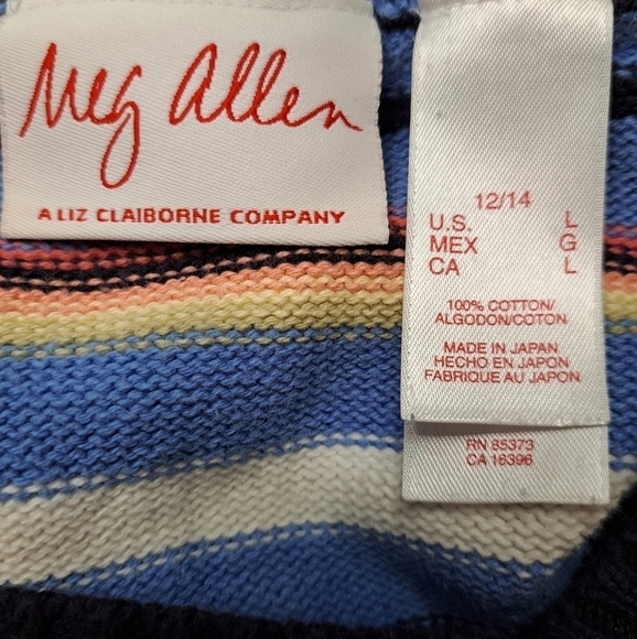 Meg Allen Striped Multi Colored Sweater  Size L - Picture 4 of 7
